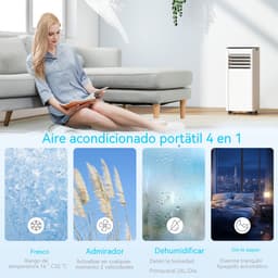 Mobiele Airco 9000 BTU - 4-in-1 Koelen Ontvochtigen Ventileren Slaapmodus - 15-28 m² - 24 Uurs Timer - 30x29x70 cm - Wit — thumbnail 4