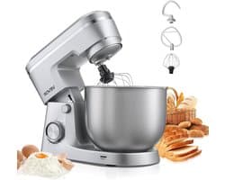 Keukenmachine - Mixer Standmixer - Bakken en Koken - 10 Snelheden - 5.7 Liter - Zilver