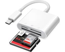 NÖRDIC USB C Kaartlezer - CF, SD, MicroSD - Geschikt Laptop, Tablet, Smartphone & PC