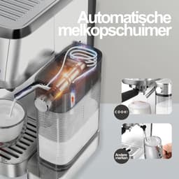 Espressomachine 20 Bar - Auto Melkopschuimer - Coffee Machine - Italiaanse pomp - RvS Koffiemachines - COOK-IT — thumbnail 3