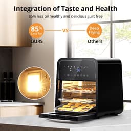 J&R Luchtfriteuse - Broodrooster oven - Airfryer - Braden - Bakken - Grill - Opwarmen - 12 Liter - Touchscreen - Groot - Zwart — thumbnail 4