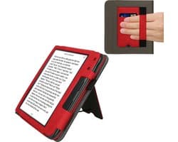 kwmobile flip cover voor e-reader - geschikt voor Kobo Libra Colour - Van imitatieleer en -suède - In rood / donkergrijs