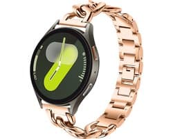 Strap-it Smartwatch bandje 20mm - steel chain band geschikt voor Samsung Galaxy Watch 1 - 42mm / Watch 3 - 41mm / Watch Active & Active 2 - 40 & 44mm / Gear Sport - Amazfit Bip / GTS - Polar Ignite / Unite / Pacer (rosé goud)