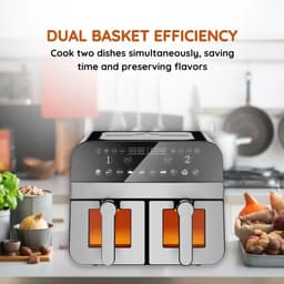 COMFY NEST – Dubbele XXL Airfryer met vensters – 9 L - Elegant Zwart/Zilver Design — thumbnail 5