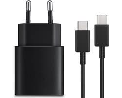 USB C Snellader 25W + USB-C Kabel 1M - Geschikt voor al jouw USB-C Apparaten - Oplader - Universeel - Fast Charger - Snellader - USB-C-Adapter - USB Stekker - Zwart