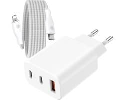 30W Multi Snellader - Geschikt voor iPhone en iPad Oplader - 2 Meter Oplaadstekker - Werkt met 14/13/12/11/Xr/Xs/Xs Max/8/8 Plus/ Pro