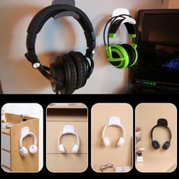 Headset Houder - 2 Stuks Koptelefoon Haak - Headset Standaard - Universele Koptelefoon Haak - Voor De Meeste Gaming Hoofdtelefoon Controller - Wit+Zwart — thumbnail 3