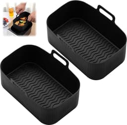 2 Stuks Silicone Vorm Voor Ninja Foodi Max Dual Zone Airfryer - Herbruikbare Bakvorm Accessoires Voor Ninja Foodi Af300eu 7.6 (Zwart) — thumbnail 1