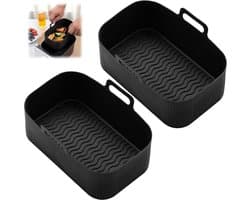 2 Stuks Silicone Vorm Voor Ninja Foodi Max Dual Zone Airfryer - Herbruikbare Bakvorm Accessoires Voor Ninja Foodi Af300eu 7.6 (Zwart)
