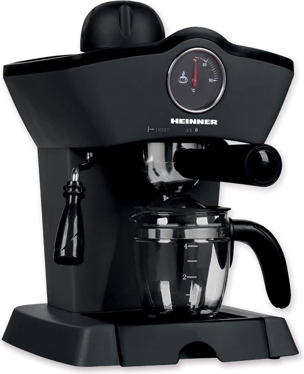 Heinner Espressomachine met RVS Filter 800W 3.5 Bar - Koffiezetapparaat met Temperatuurmeter Zwart — afbeelding 1