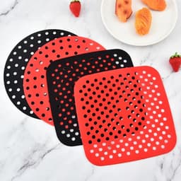 Set van 2 Herbruikbare Siliconen Airfryer Matten - Vierkant - Antiaanbak Luchtfriteuse Accessoires - Herbruikbaar Ovenpapier — thumbnail 5