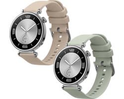 kwmobile 2x horlogebandjes geschikt voor Huawei Watch GT5 41mm / GT5 Pro 42mm / Watch GT4 41mm bandje - Smartwatch bandjes van TPU - Activity tracker horloge band in pastelgroen / beige