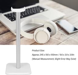 Koptelefoonstandaard - met aluminium steunstang - gamingheadset - stereohoofdtelefoon - de meeste hoofdtelefoonmaten - voor computergamingheadsets, monitoren en hoofdtelefoons (wit) — thumbnail 5