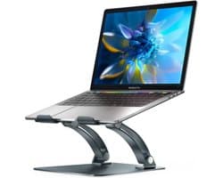 WK® Hoge kwaliteit Aluminium’s Laptop Standaard Laptop Standaard -Ipad Houder - Licht- Stevig en flexibel - Aluminium - 10-17 Inch Ipad & Laptop-26*24cm -Grijs