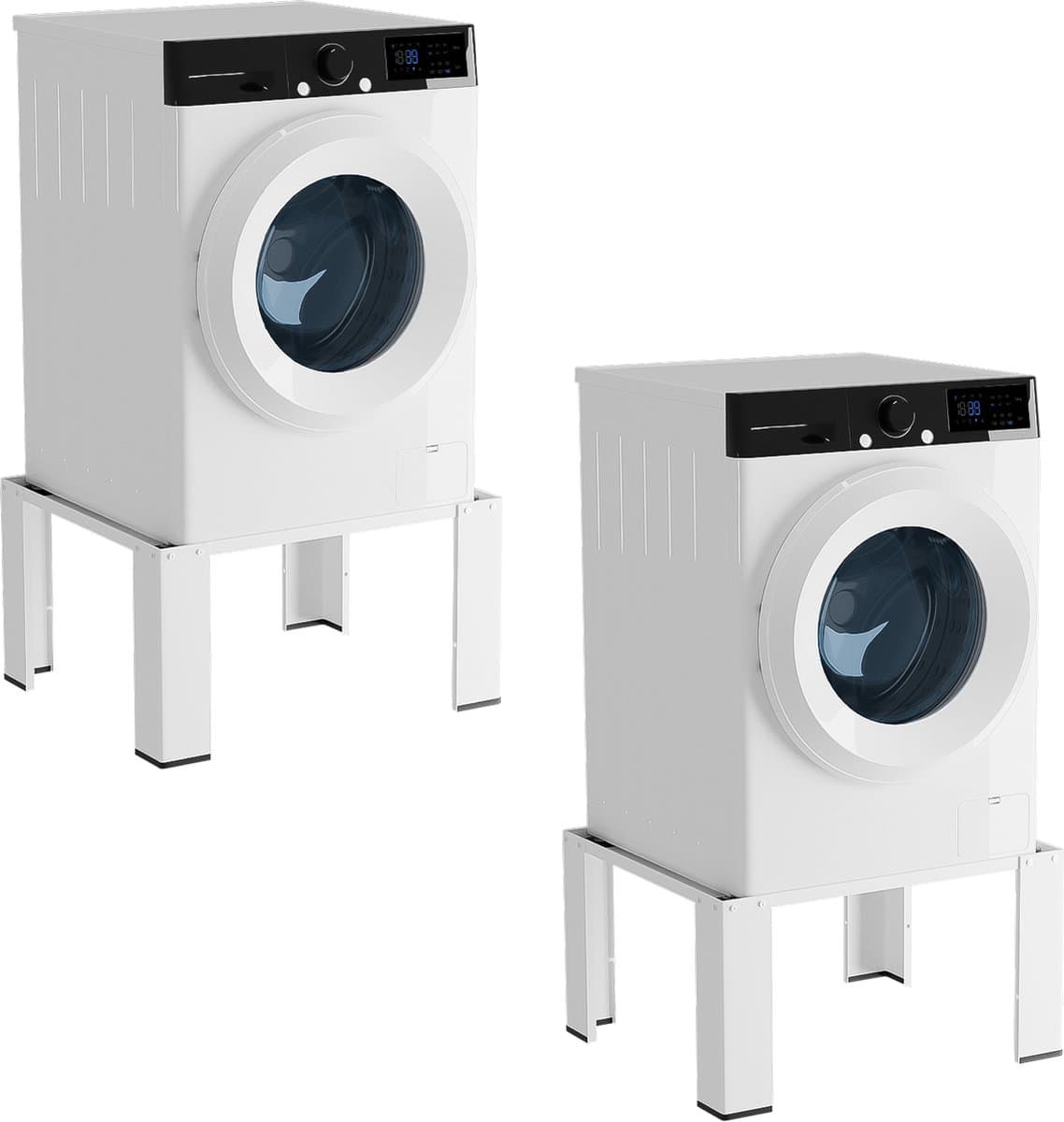 Wasmachine Verhoger - Dubbel- Wasmachine opbouwmeubel - Tot 100kg - Wasmachine Kast - Wasmachine Sokkel Universeel Wit — afbeelding 1