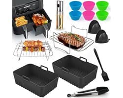 Accessoires voor Air Fryer - 12-delige Set voor Dual Zone Luchtfriteuses (7,6L - 9,5L) | Compatibel met Ninja AF300EU, AF400EU, Tower T17088 en Meer | BPA-vrij, Vaatwasmachinebestendig