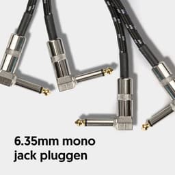 2 stuks Áengus Black Tweed patchkabel - 6.35mm mono jack plug haaks/haaks - 30 cm — thumbnail 2