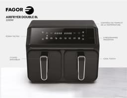 Airfryer 8L - FAGOR - Olievrije friteuse 2 tanks van 4L - 2200W - 8 programma's - Zwart — thumbnail 4