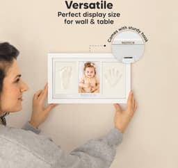 Baby handafdruk en voetafdrukset, gipsafdruk baby hand en voet voor pasgeborenen, handafdruk baby fotolijst, voetafdruk baby gipsafdruk set, baby douche baby afdruk (Alpine White) — thumbnail 3