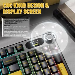 ATTACK SHARK X98 - Draadloze Mechanisch Gaming Toetsenbord - TFT Scherm - Multifunctionele Draaiknop - PBT Keycaps - Wired/2.4G/Bluetooth Tri-Mode - Gasket Mod - 98keys - Star Black — thumbnail 3