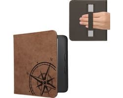 kwmobile ereader hoesje van kunstsuède - geschikt voor Kobo Libra 2 - Met magneetsluiting - In bruin