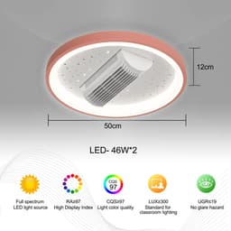 SUMOH® Roze Bladloze Plafondventilator – Plafondlamp – Sterrenlamp Dimbaar LED met Kleurenstanden – Timerfunctie, Stil Geluidsniveau – 120 graden draaibaar – Afstandsbediening – Winter- & Zomerstand – Modern Design 2025 – Slaapkamer – Woonkamer — thumbnail 5