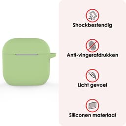 Hoes - Geschikt voor Apple AirPods 4 - Siliconen Hoesje met Clip - Silicone Case Cover - Groen — thumbnail 3