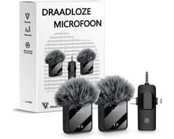 BeSparkz 2 in 1 Draadloze Microfoon - Geschikt voor Jack 3.5mm, USB-C en Lightning - Microfoon iPhone - Dasspeld Microfoon - Lavalier