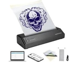 Collox Tattoo Sjabloonprinter - Bluetooth printer - Inclusief opbergzak + 10 x tattoo papier - Draagbaar - Draadloos - Met app - Zwart