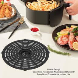 Vervangende Grillpan - Ronde Hittebestendige Nonstick Air Fryer Rek Lade Mand - Vaatwasmachinebestendig - 20CM . — thumbnail 3