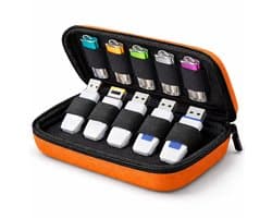 Sounix Case Geschikt Voor USB-sticks - Externe Harde Schijf Case - 20x10x5.5cm - Geheugenkaarten Case - Oranje