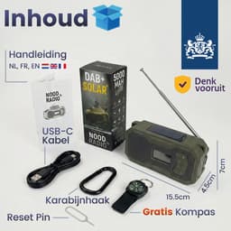 Noodradio Solar Opwindbaar - DAB+ / FM Nood Radio - 5000 mAh Powerbank Zonneenergie - Bouwradio - Badkamer Radio - Noodpakket — thumbnail 5
