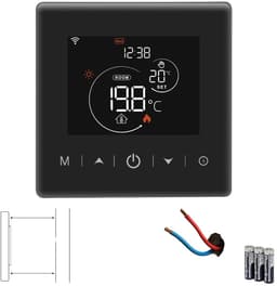 Wifi opbouw thermostaat | 2-draads aansluiting | Touchscreen bediening | Opbouw montage | Temperatuurregeling 0-40°C | Tuya app | Spraakbesturing | Zwart — thumbnail 1