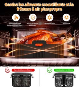 Ninja Heteluchtfriteuse, accessoires voor Ninja Double Stack XL SL400EU, 2 stuks siliconen inzetstukken, siliconen vorm voor AF300EU, AF400EU, AF451EU, Foodi Max AF500EU voor Dual Zone Air Fryer — thumbnail 2