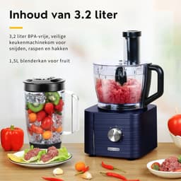 Rolu Keukenmachine – Foodprocessor – 11-in-1 Keukenmachine – 1300W – BPA Vrij – 3.2 Liter Mengkom – 27x40x40 CM — thumbnail 3