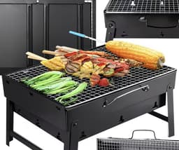 Opvouwbare Draagbare Houtskool BBQ Grill – Compacte Koffer Barbecue voor Camping en Tuin – Lichtgewicht Reis BBQ met Groot Grillrooster en Ventilatieopeningen — thumbnail 1