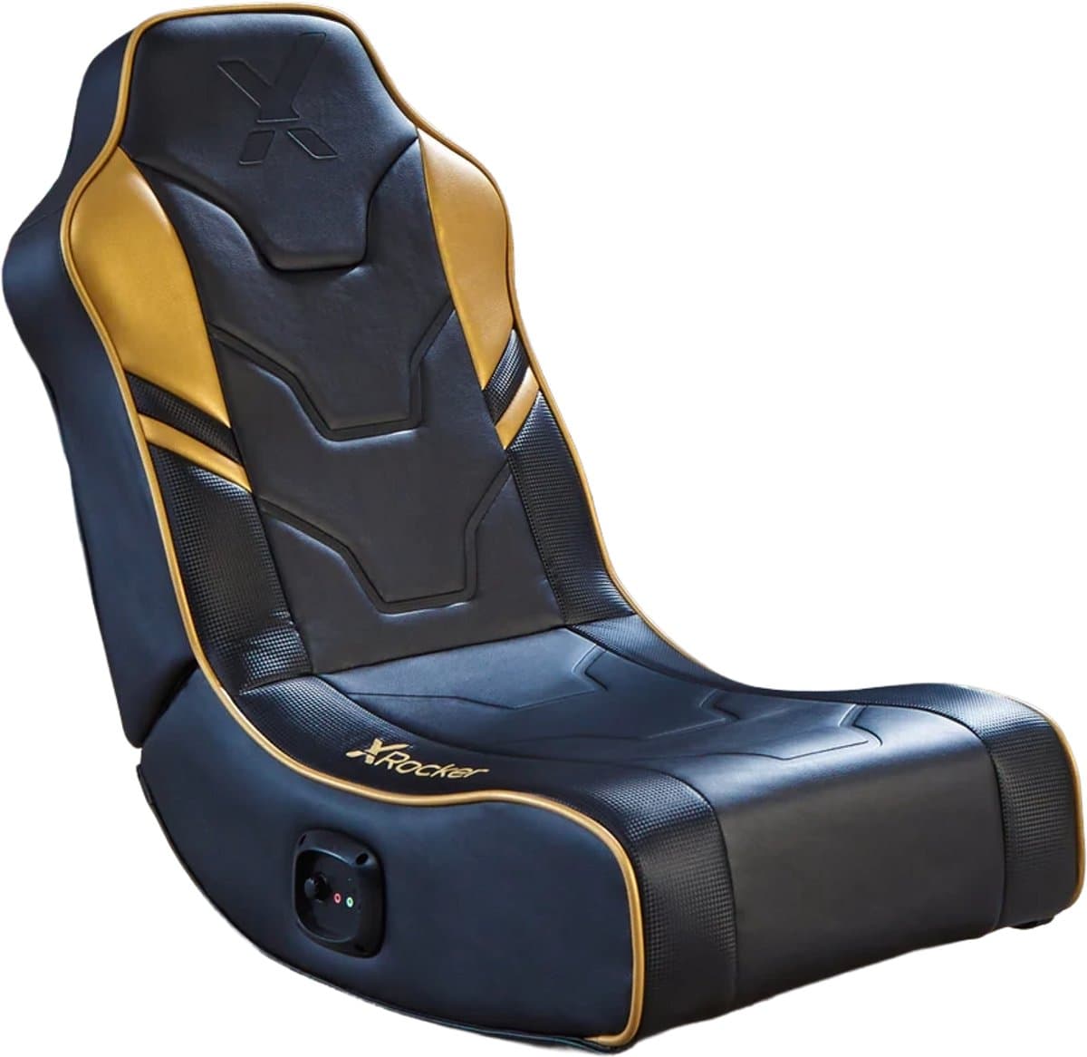Gamestoel voor kinderen - X Rocker Shadow - inklapbaar - 2.0 audio - 2 speakers - floor rocker – zwart/goud — afbeelding 1