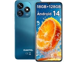 Smartphone zonder Abonnement - 6,8 inch 90 Hz Scherm, Android 14, 18GB RAM, 128GB Opslag, 5150 mAh Batterij, Dual SIM 4G, Blauw