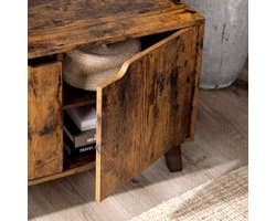 Tv-kast 140 cm vintage bruin met 2 deuren en verstelbare planken – geschikt voor televisies tot 60 inch – stijlvolle woonkamer, eetkamer of slaapkameropbergmeubel – Abkantoor