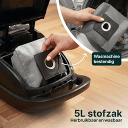 Stofzuiger met herbruikbare Zak - Snoerlengte 11 meter - Blaasfunctie – Zwart - Vivid Green — thumbnail 4