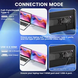 15,6-inch Draagbare Externe Laptop Monitor 1080p FHD IPS Scherm - 120% sRGB - HDMI, USB-A & Type-C Aansluiting - Plug & Play voor Windows, Mac & Android — thumbnail 5