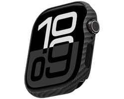 PITAKA Air Case Geschikt voor Apple Watch 11/10 46MM - Ultra Dun Hoesje - 600D Aramidevezels - Zwart/Grijs