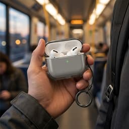 Grijs transparant hoesje voor oordopjes met sleutelring – schokbestendige beschermhoes geschikt voor AirPods Pro 3 — thumbnail 5