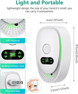 Stekker-luchtreinigers – Luchtreinigers met negatieve ionen – Draagbare mini-luchtreinigers – 4-pack – Stille werking – Ideaal voor keukens, slaapkamers en kantoren – Verwijdert effectief geuren van huisdieren en tabak — thumbnail 2