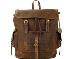 DE LAMASSU® Leren Laptop Rugzak 16 Inch – Grote Rugtas Echt Leer – Vintage Backpack met Veel Vakken – Unisex Werk, School & Reizen – 1,5 KG