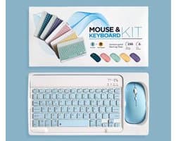 Premium Draadloos Toetsenbord Met Muis - QWERTY - Ergonomisch - Geschikt Voor Tablet, Ipad, Telefoon, Laptop - Kleur BLAUW