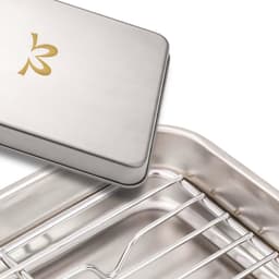 Braadslede met Afkoelrooster 304 RVS - 31,8 x 24,8 x 3 cm – Bakplaat voor Oven, BBQ & Airfryer – Zilver — thumbnail 6