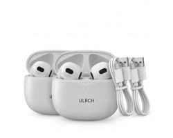 ULRCH 2 Paar Draadloze oordopjes - Bluetooth oordopjes - Draadloze oortjes - Oortjes draadloos - Earpods - Sport oordopjes - Geschikt voor Smartphone & Laptop - Wit