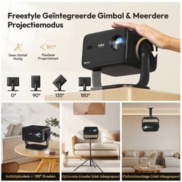 XGODY Mini Beamer – Full HD Projector met Netflix, Android 11, WiFi 6 & Bluetooth 5.4 – Autofocus & 4D Keystone – Thuisbioscoop Beamer – Zwart — thumbnail 2