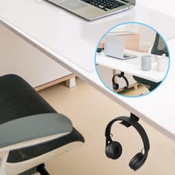 Universele Wandhouder voor Koptelefoon Bureau en Plank - Aluminium en Antislip — thumbnail 2